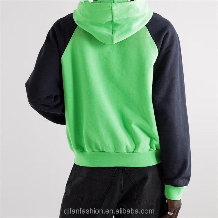 Custom logo print men different color sleeves two tone hoodie without drawstring