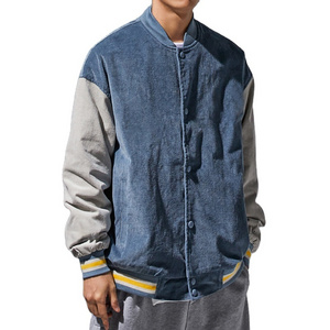 Customizes Spring Vintage Men's Embroidered Corduroy Patchwork Baseball Jacket