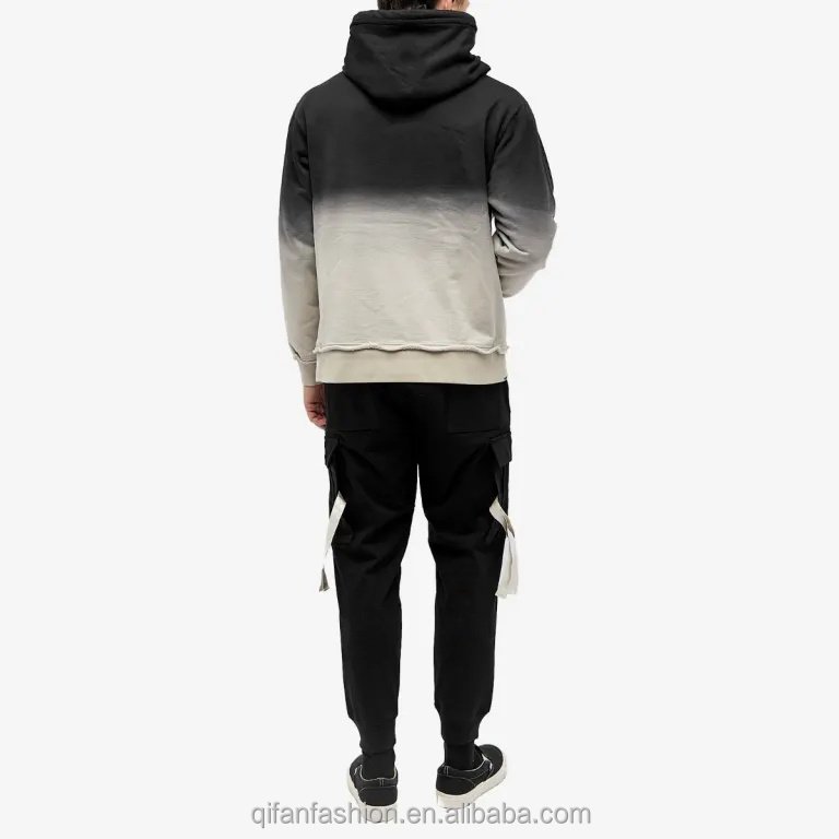 100% cotton customize design high quality washed gradient color hoodie for men