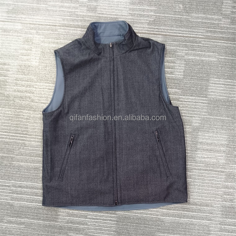 Custom wind resistant wool cashmere lining reversible vest for men