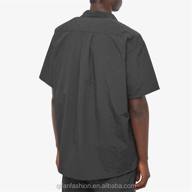 Custom 100% nylon open camp collar mesh pockets vacation shirt for men