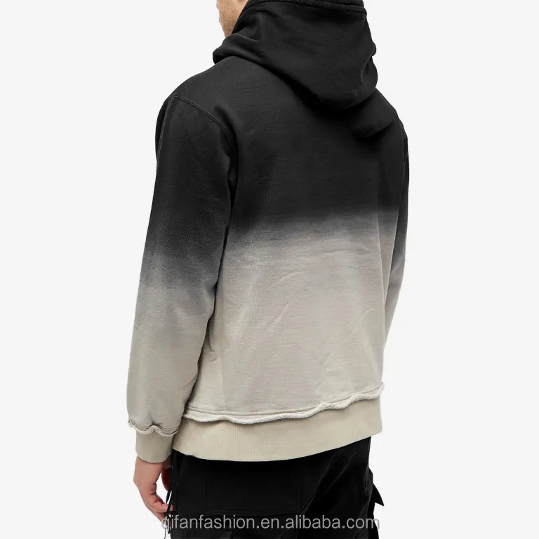 100% cotton customize design high quality washed gradient color hoodie for men