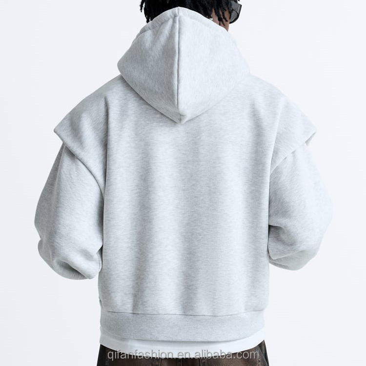 Custom 100% cotton towel terry textural defined shoulders hoodie for men