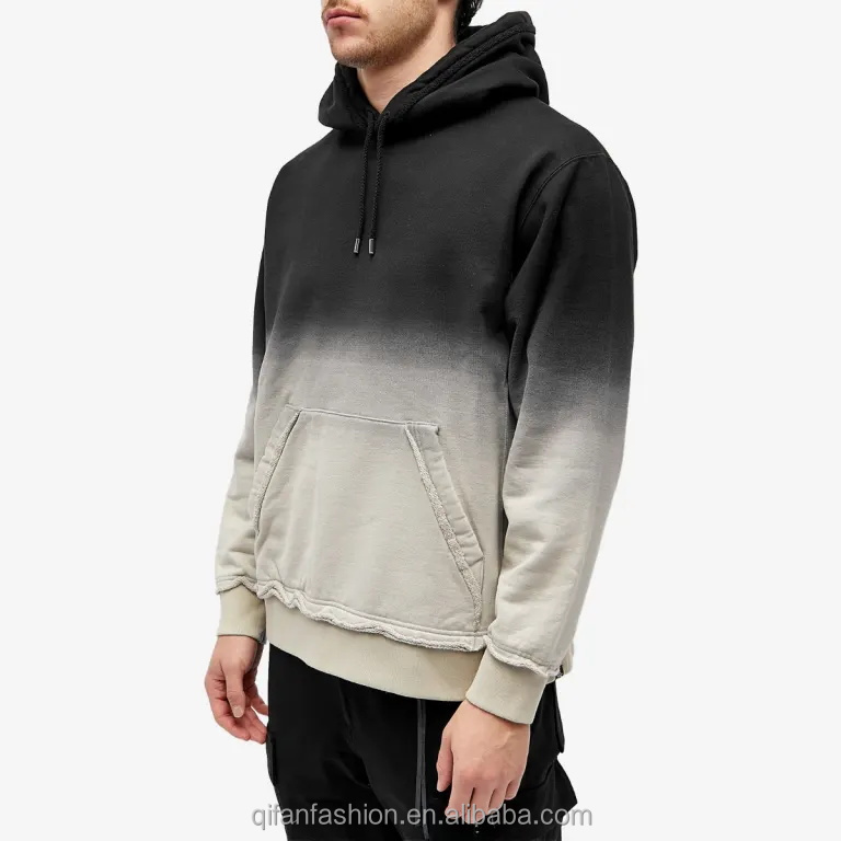 100% cotton customize design high quality washed gradient color hoodie for men