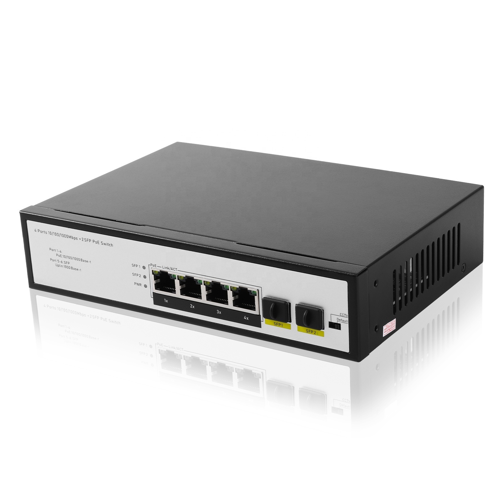 All Gigabit 4+2 Giga Desktop Ethernet PoE Switch 2SFP 1000Mbps Max 30W Output PoE Network Switch