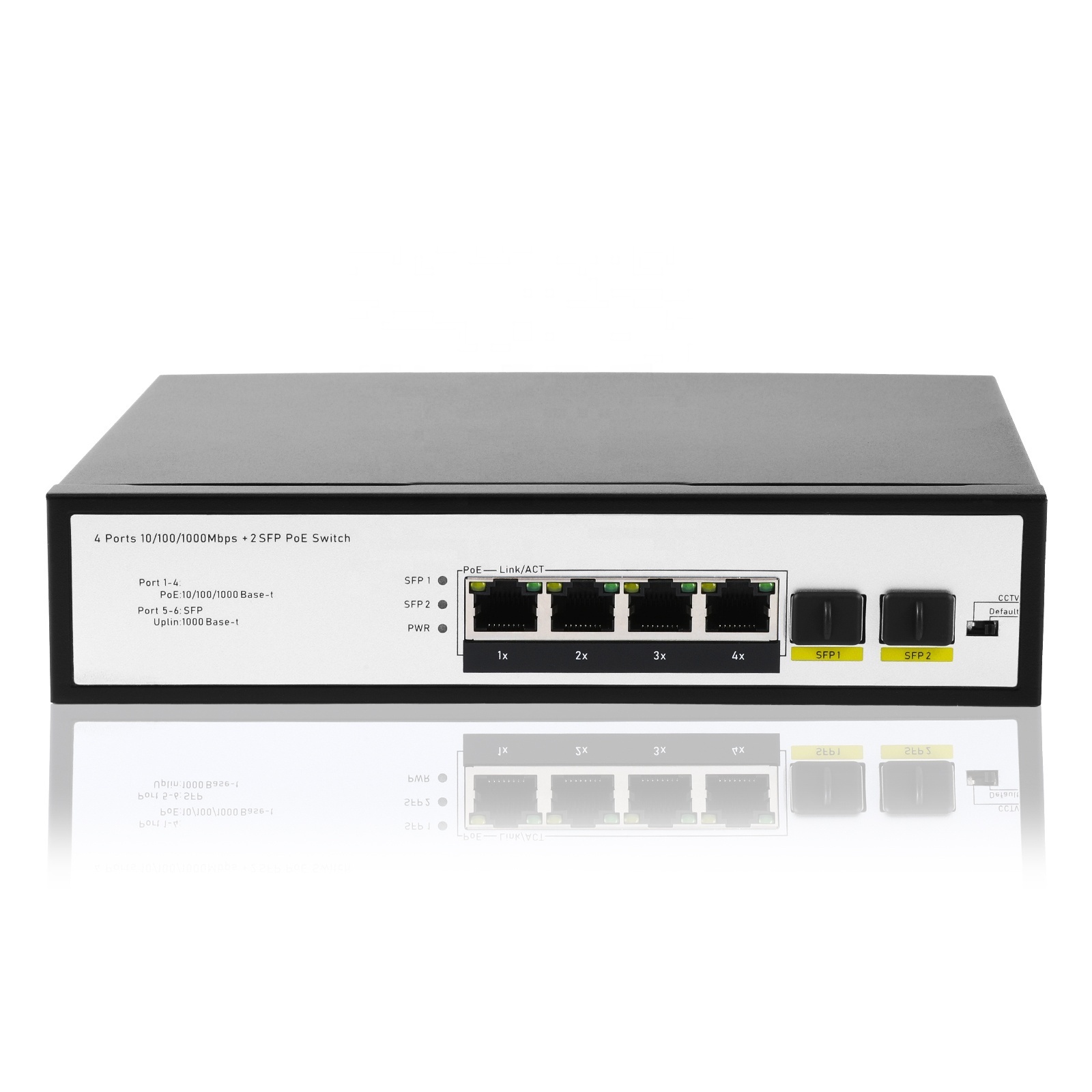 All Gigabit 4+2 Giga Desktop Ethernet PoE Switch 2SFP 1000Mbps Max 30W Output PoE Network Switch