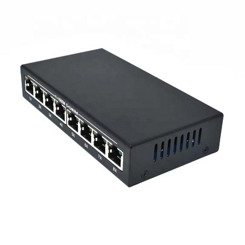 OEM 8CH Full Gigabit Ethernet 5V Adapter Switches Customized Metal Case 1000Mbps Uplink Giga LAN Network Switch