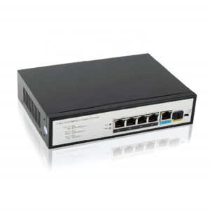 4 Full Gigabit PoE 1 1000Mbps RJ45 Uplink 1 Giga SFP Ethernet Wall Mounted OEM Metal Unmanaged PoE Security Network Switch