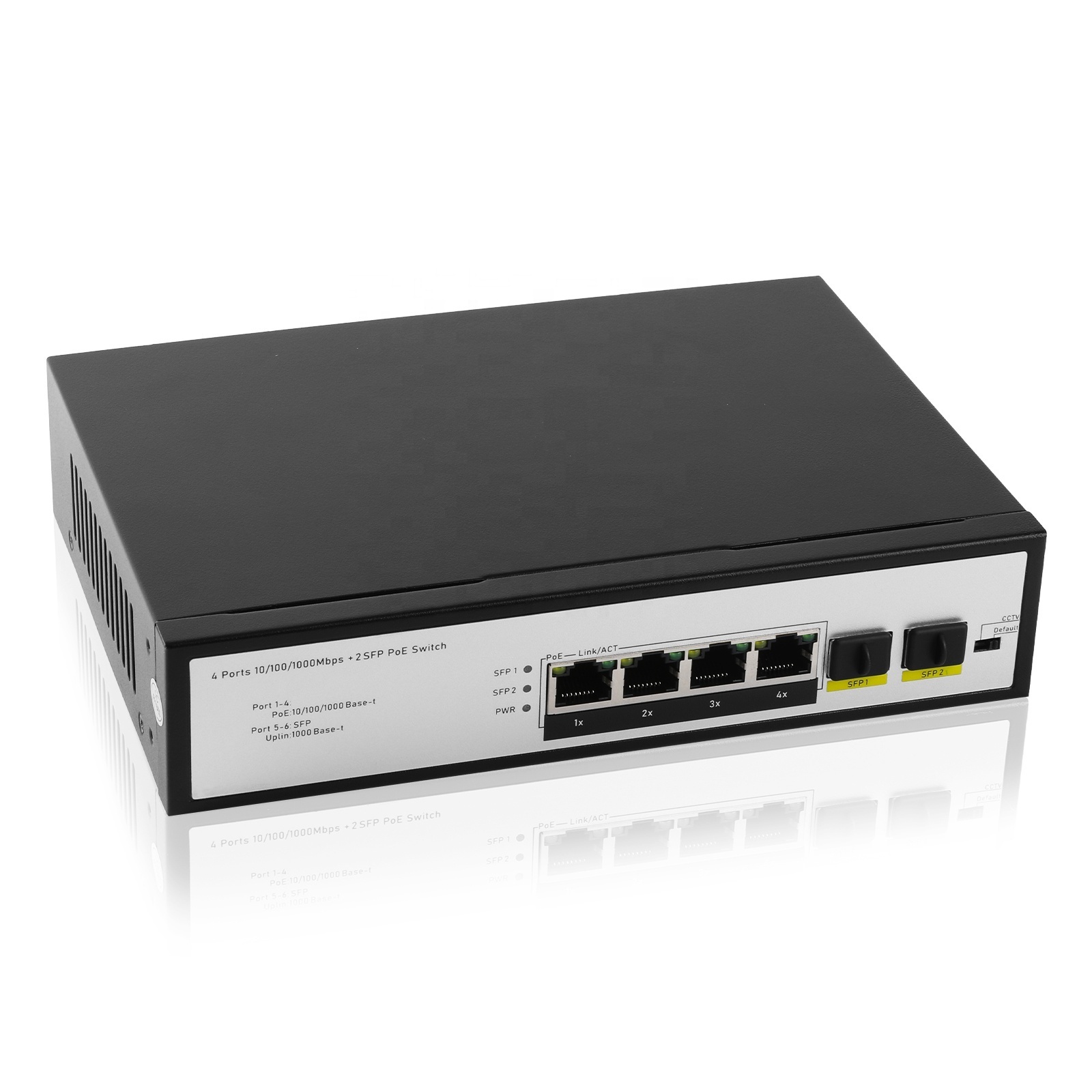 All Gigabit 4+2 Giga Desktop Ethernet PoE Switch 2SFP 1000Mbps Max 30W Output PoE Network Switch