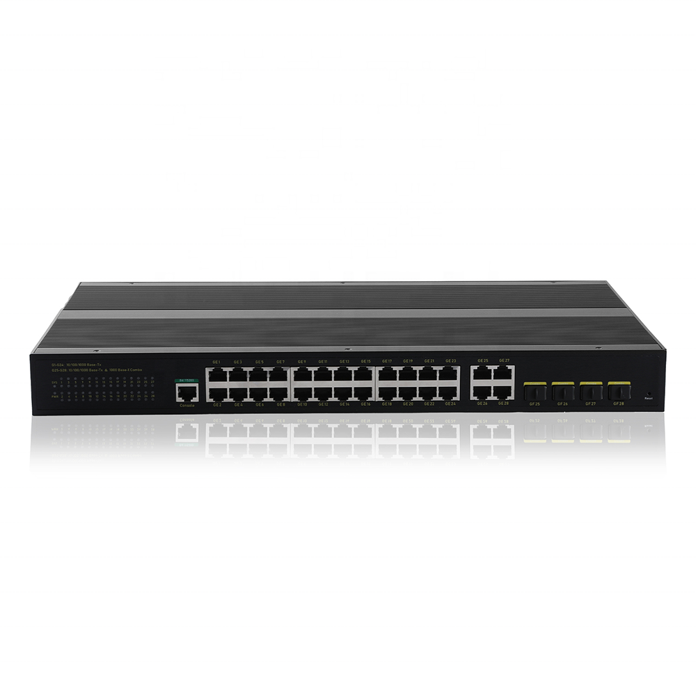 24CH Gigabit 4 SFP 4 RJ45 Uplink L2 Managed Industrial Ethernet Switch 1000Mbps Uplink Rack Mount Industrial Core Network Switch