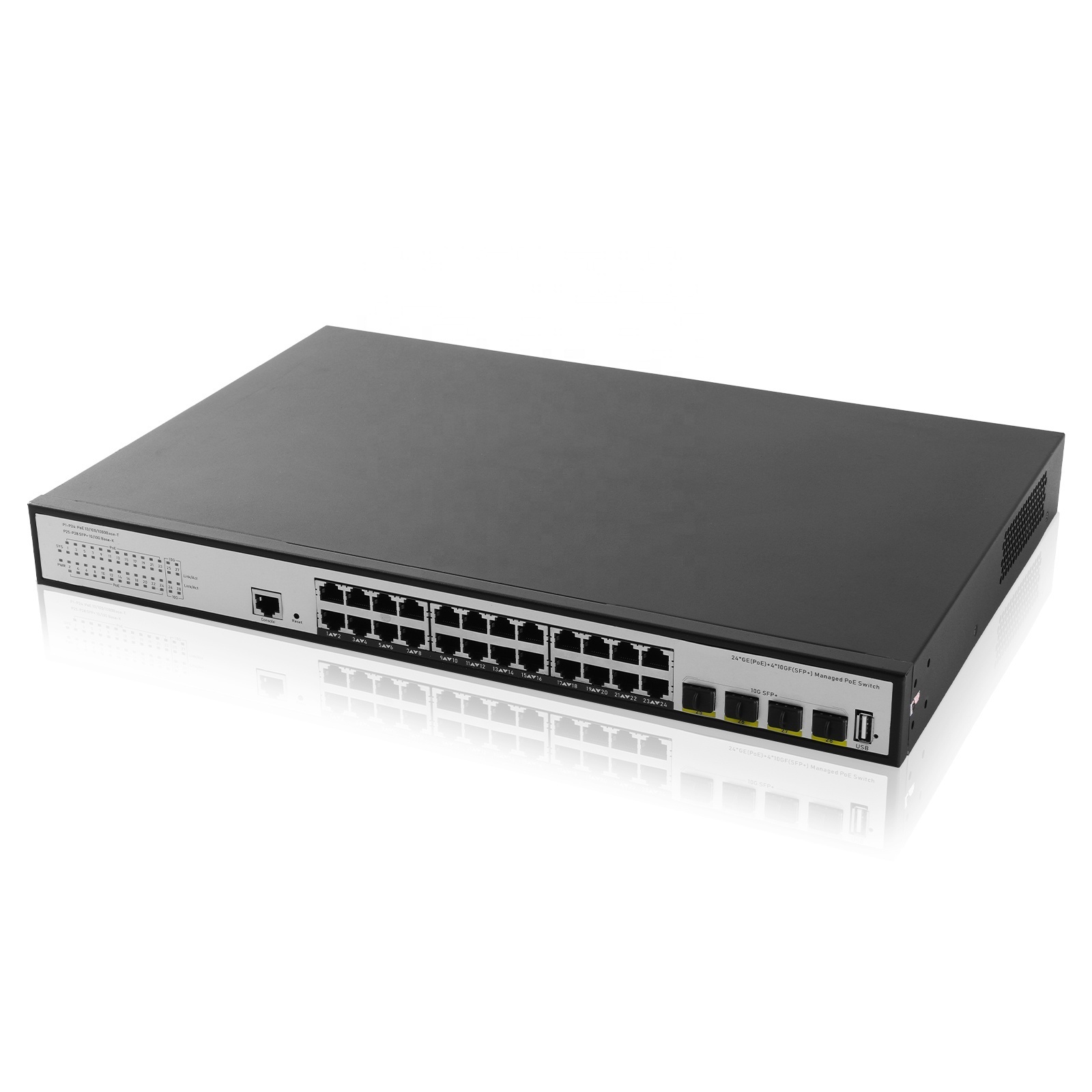 High Quality Wholesale 24 1000Mbps 4 10G Sfp 1 USB L3 Managed QOS VLAN Rack mount Gigabit Metal Core Network Switch