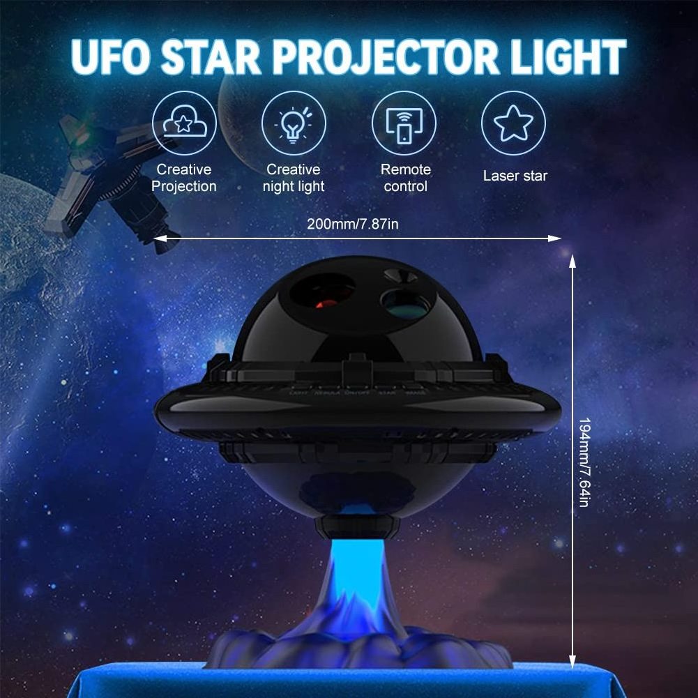 UFO Star Projector Night Light Galaxy Starry Nebula Projection Light With Timer