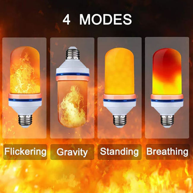 Simulate Flame Light Bulb Christmas Decorative Lamp Smart LED Bulbs with 4 Modes Flame Effect E26 for Home Decor Courtyard Porch