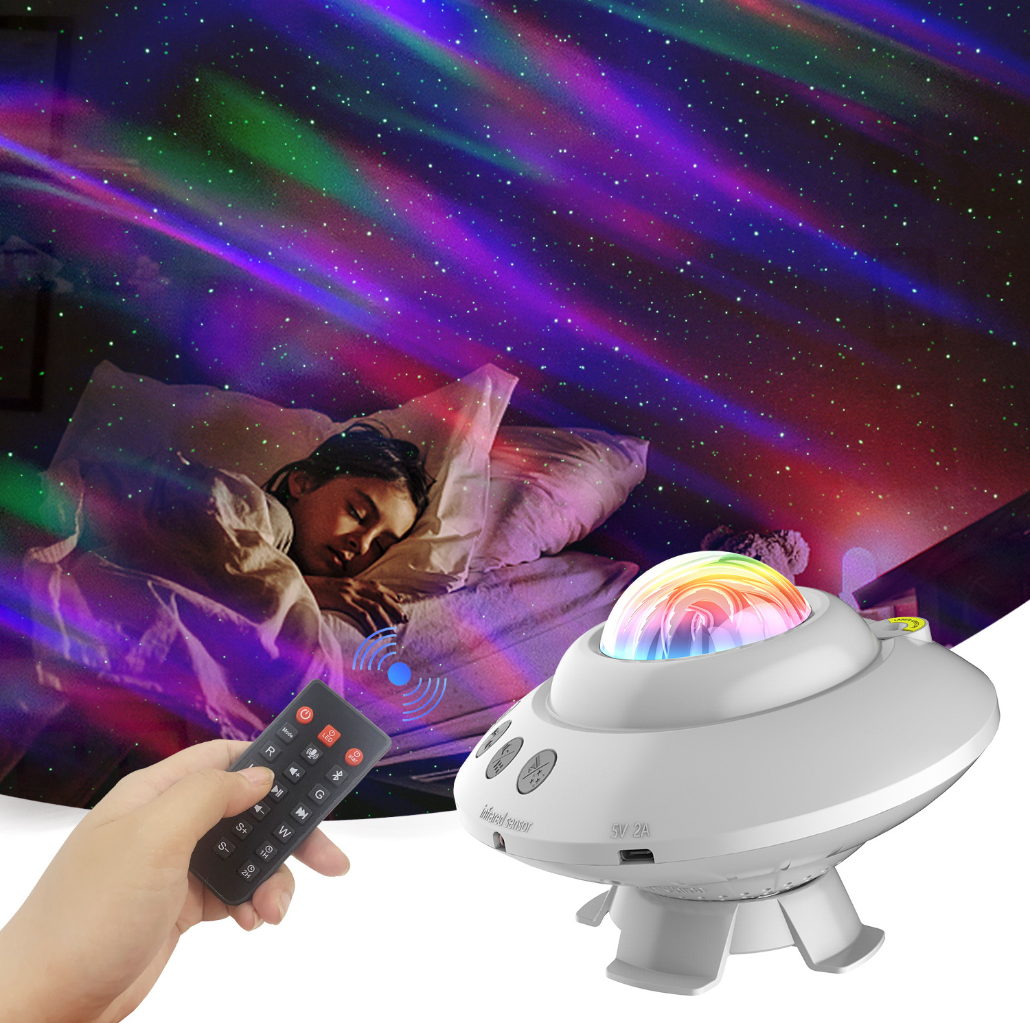 Northern Lights Starry Projector UFO Aurora galaxy star projection Led night light with Timer Speaker for kid gift Bedroom