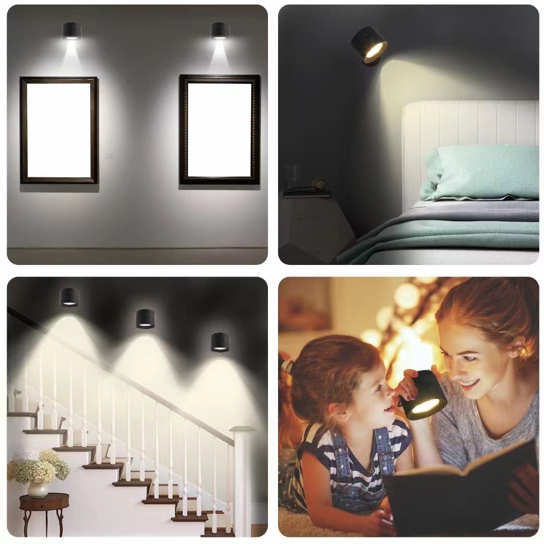 LED Wall Mounted Lights with Remote 2000mAh Rechargeable Battery Operated Dimmable Magnetic 360 Cordless for Bedroom Bedside