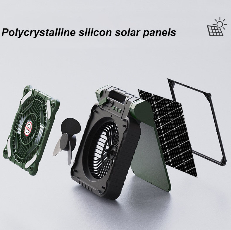 New Solar Camping Fan Light Multi-functional Portable Outdoor Camping Solar Charging Fan