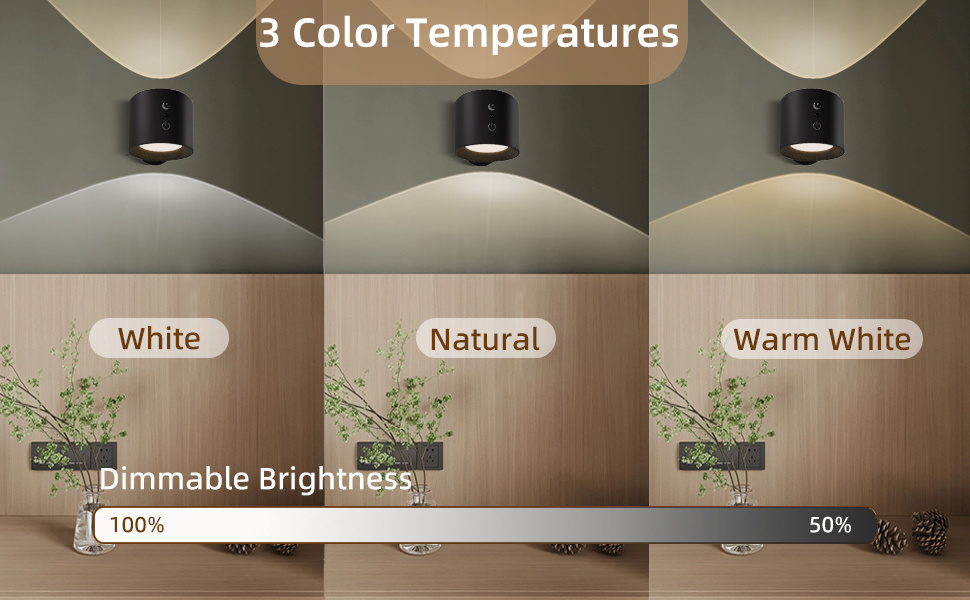 Dimmable Magnetic Sconce Remote Control Touch LED Wall Lamp Light for bedroom