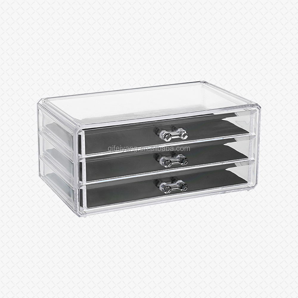 Make up cosmetic use organizer table top small things storage organizer with 3 drawers