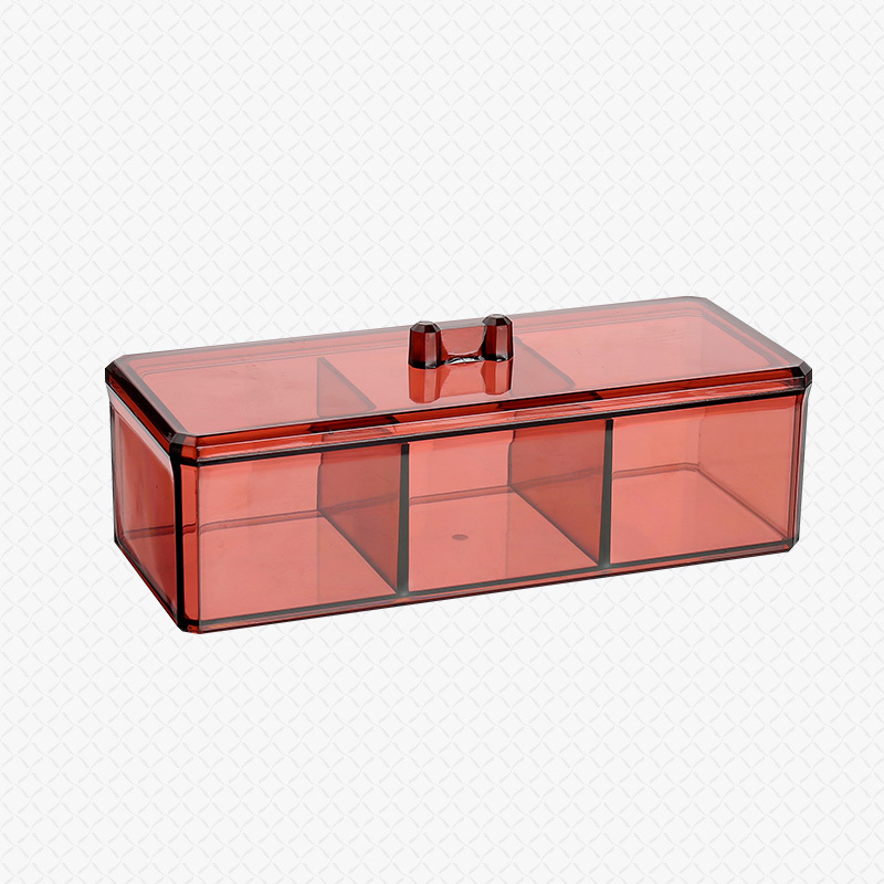 Bathroom Clear Storage Case 3 Grids Arcylic Plastic Dustproof Powder Puff Holder Cotton Pad Holder with Lid