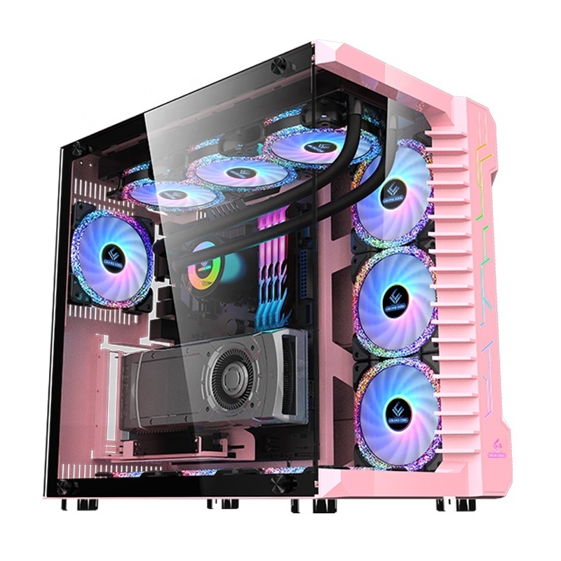 chassis source factory computer cases towers desktop gaming atx case 120mm fan tempered glass front&back panel