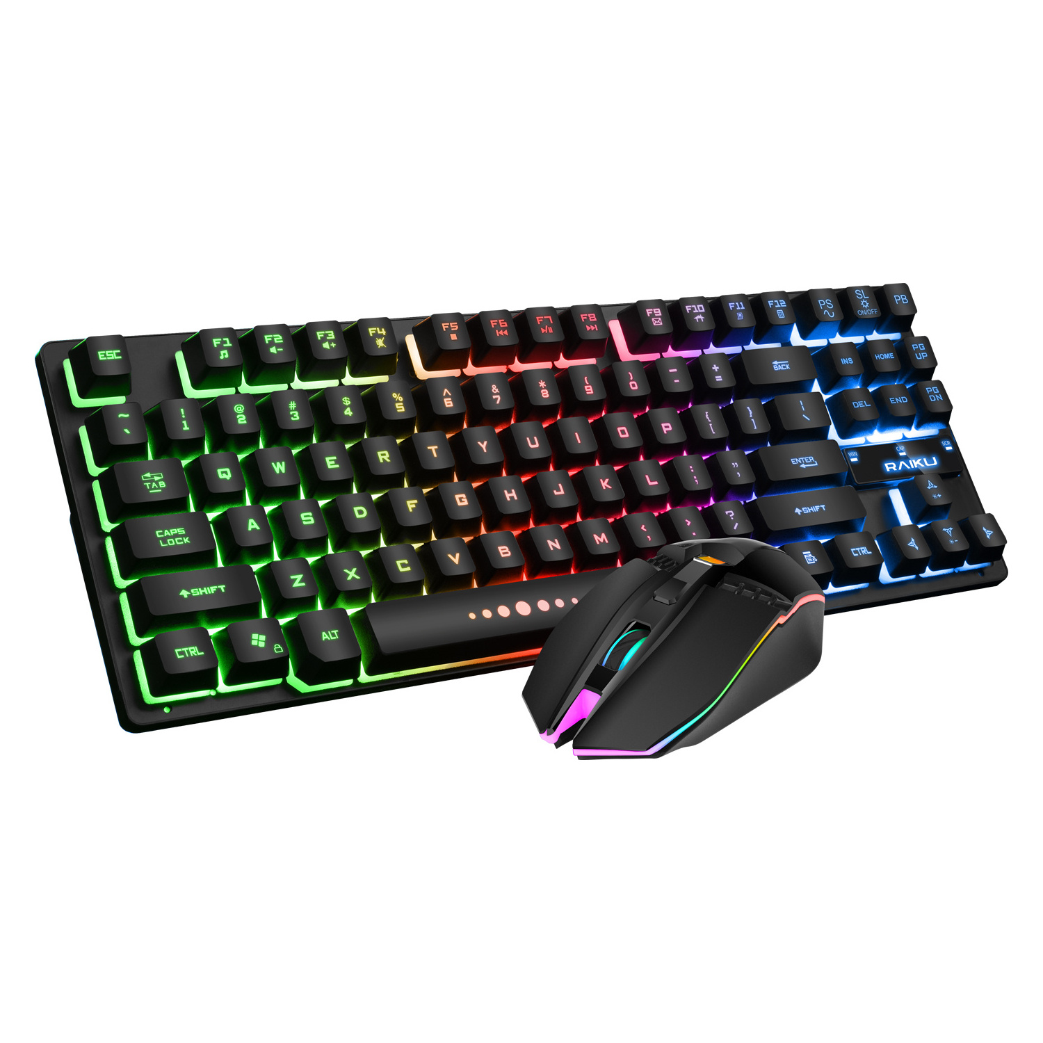 High Quality Professional 2.4Ghz Wireless Mouse and Keyboard For Gaming DIP Adjustable 87 keys With Backlit Luminous RGB Light