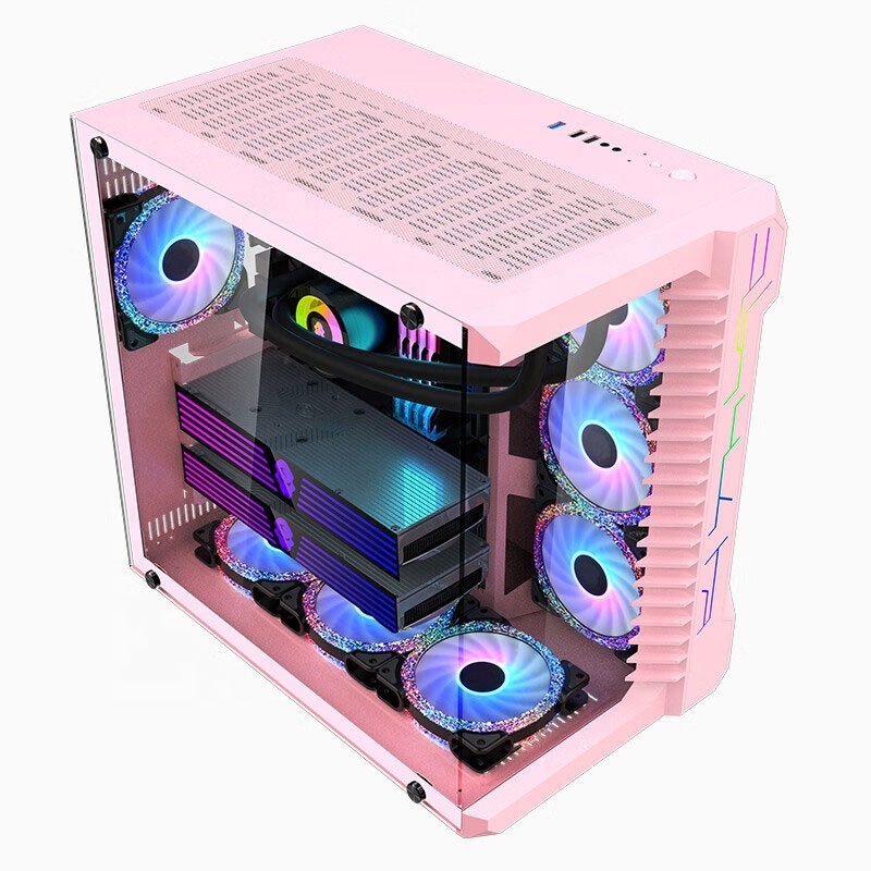 chassis source factory computer cases towers desktop gaming atx case 120mm fan tempered glass front&back panel