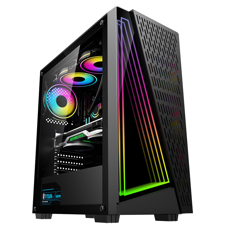 2023 New Designed Custom PC Gaming ATX Case GPU CPU Server Tempered Glass RGB Fan LED Computer Case Towers Hot Sale Products