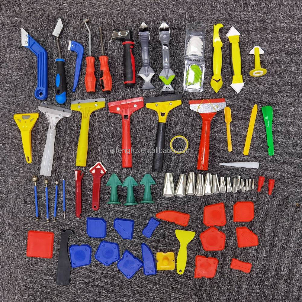 13 Pieces Caulking Tool Kit,Caulking Remove Tools Silicone Sealant Finishing Tool Grout Scraper, Caulk Remover and Caulk Nozzle