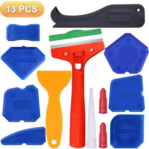 13 Pieces Caulking Tool Kit,Caulking Remove Tools Silicone Sealant Finishing Tool Grout Scraper, Caulk Remover and Caulk Nozzle