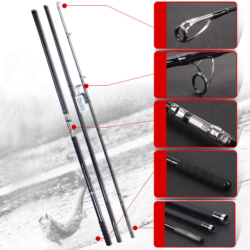 4.2M 3 Sections Carbon Portable Blanks Fast Action Surf Casting Fishing Rod