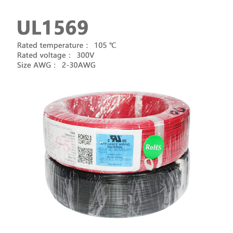 UL 14awg 16awg 18awg 20awg 22awg Listed High Temperature Wire  Tinned Copper PVC Insulation Single Core Electrical Wire UL1569