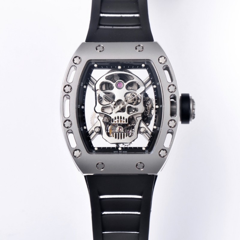 watch JB factory Ture Tourbillon RM 052 watch Skull Skeleton dial Carbon Fibre Bezel PVD Titanium Case Mechanical watch