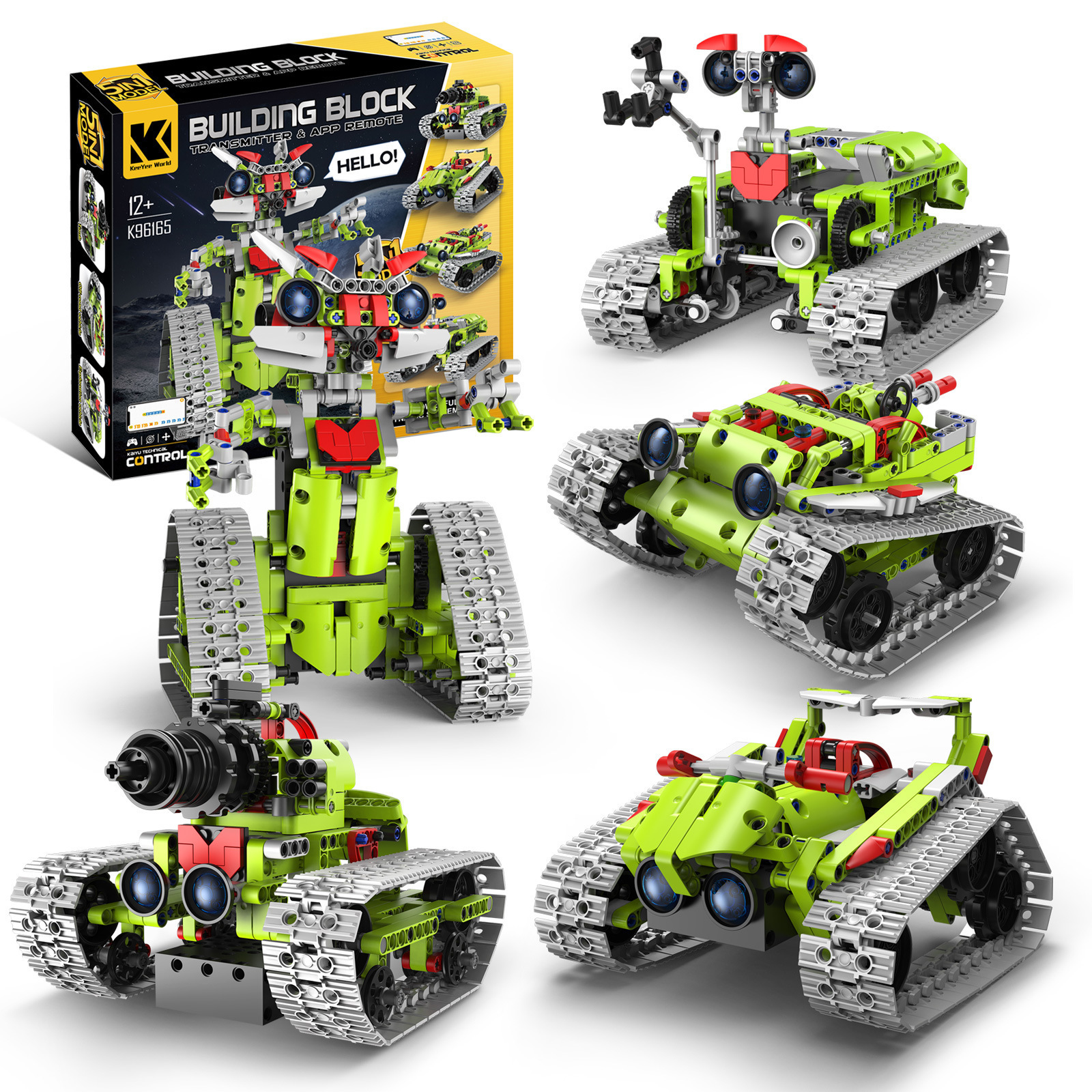 Hot Sale Science Educational Bricks 5 in 1 RC Robot Technique Car Tank Model Building Blocks Set Toys for Children