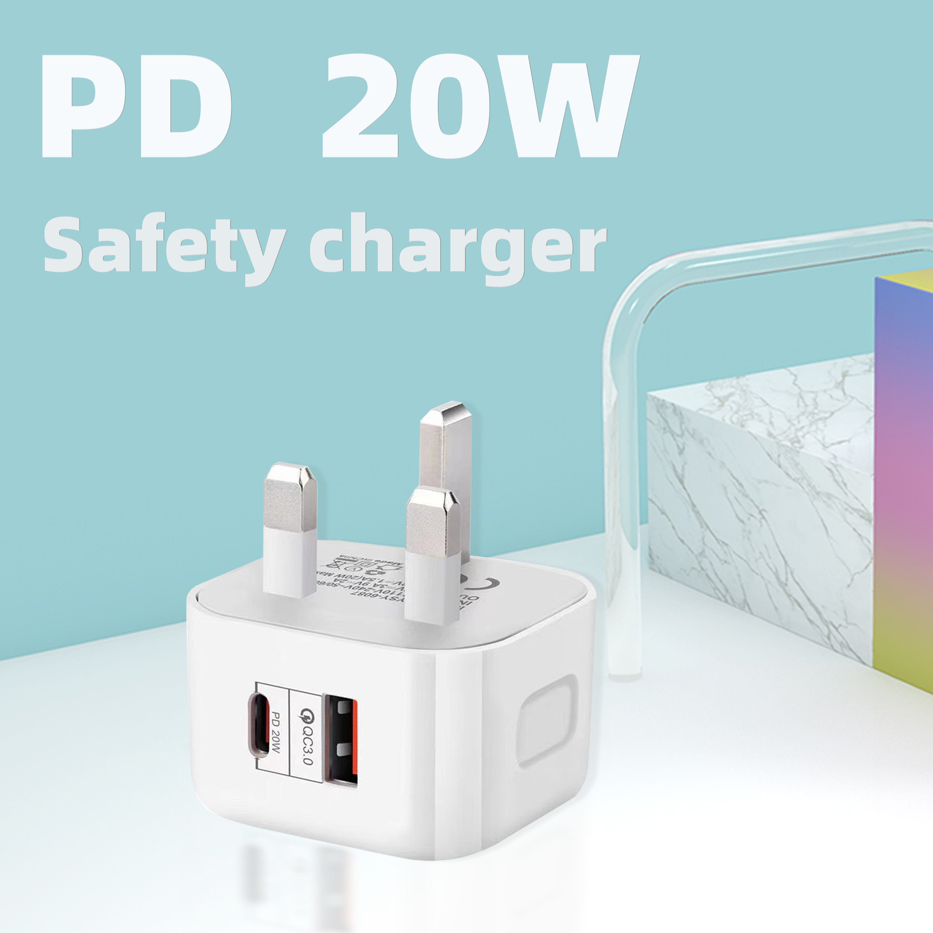 20w Usb C Wall Charger 2 Port Type C Charger With Qc3.0 Dual Usb Pd Fast Phone Charger