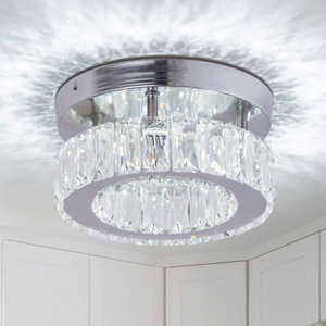 Crystal Small Chandelier Light  LED Crystal Flush Mount Ceiling Light for Dining Room Bedroom Living Room