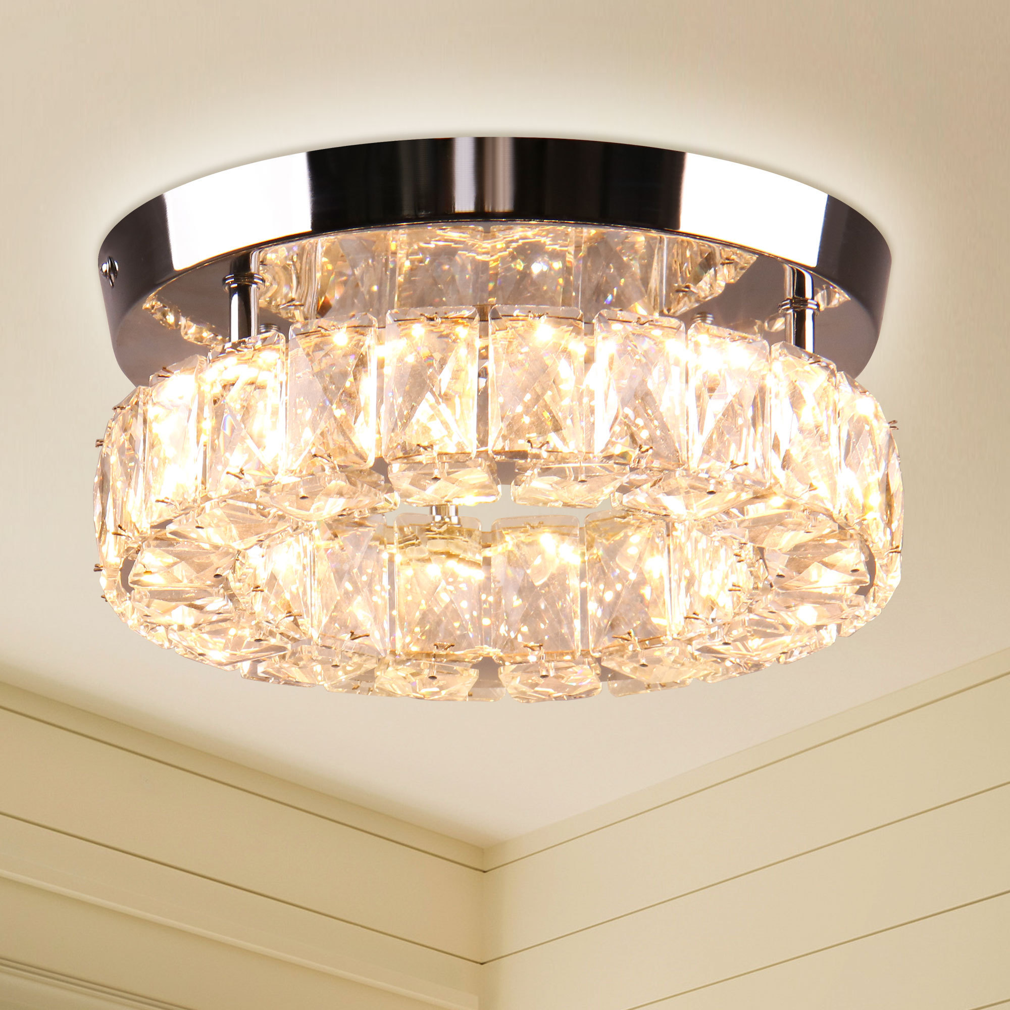 Warm White Crystal Chandelier 9.8