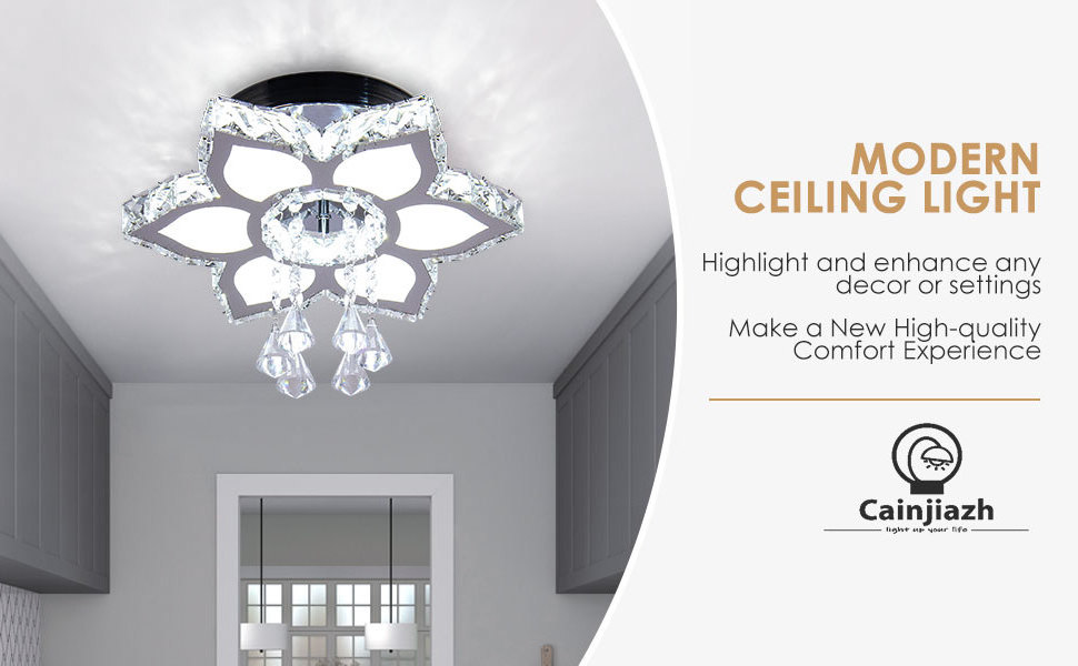 Eleagent Stainless Steel Ceiling Lamp Crystal Chandeliers Modern LED Ceiling Lighting Flower Pendant Light Fixtures