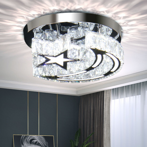 Crystal Ceiling Light Modern Crystal Chandelier Star Moon LED Flush Mount Ceiling Lights Fixture for Hallway Entryway