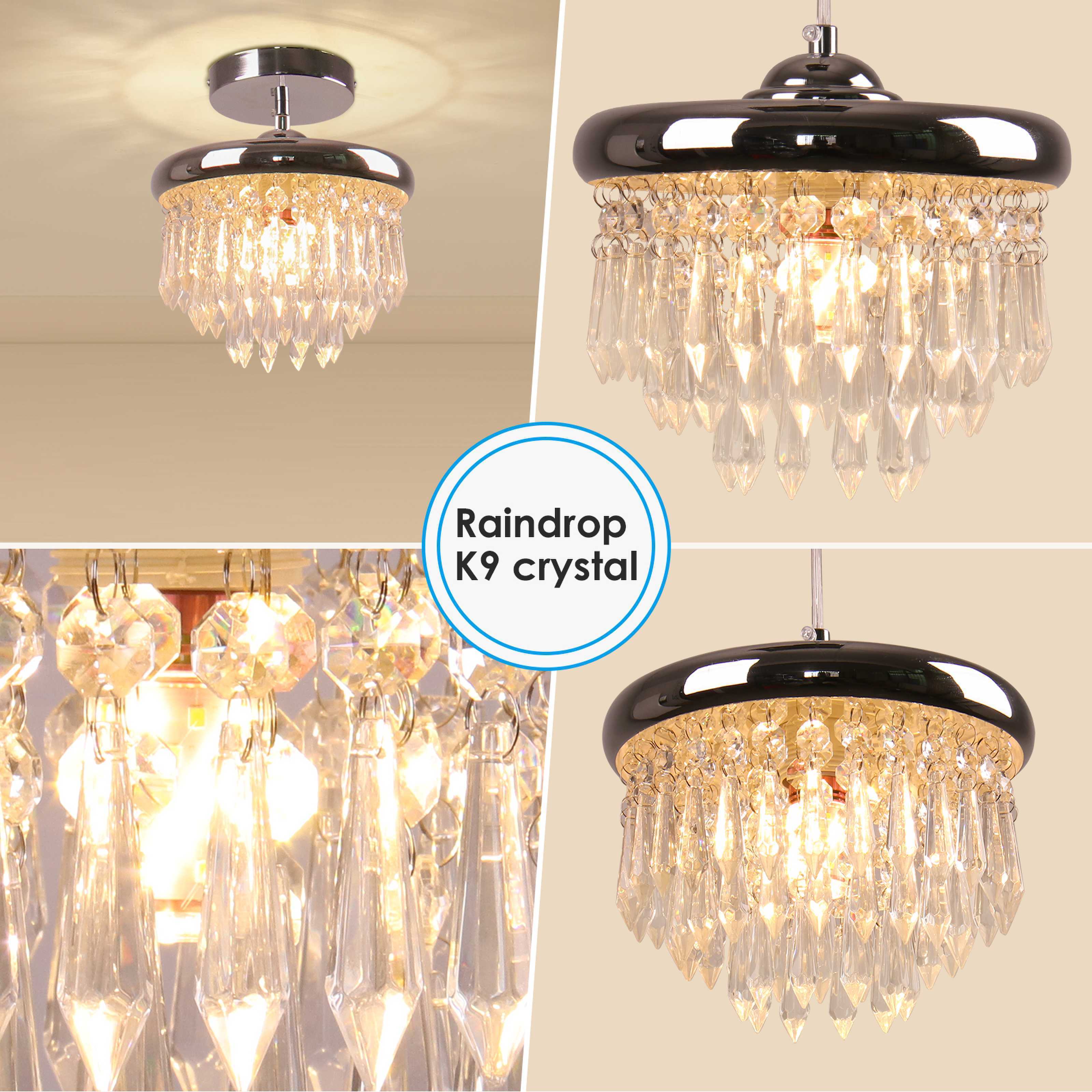 Small Crystal Chandelier for Closet Hallway Kitchen Foyer Entryway,Crystal Pendant Light Hanging Light