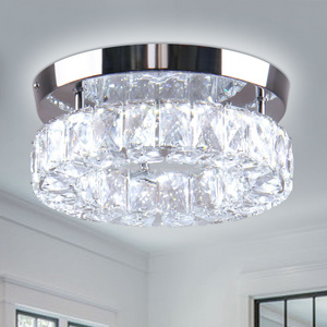 Modern Style Small Room Hallway Foyer Mini LED Chandelier Small Crystal Ceiling Light Flush Mount Chandelier Light Fixture