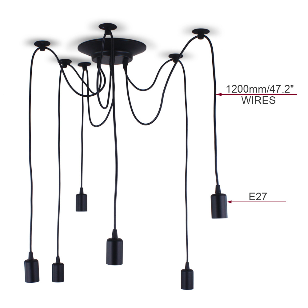 Industrial Light Pendant Chandelier 6/8/12 Arms Pendant Light Flush Mounted Ceiling Lamp For Living Room Bedrooms