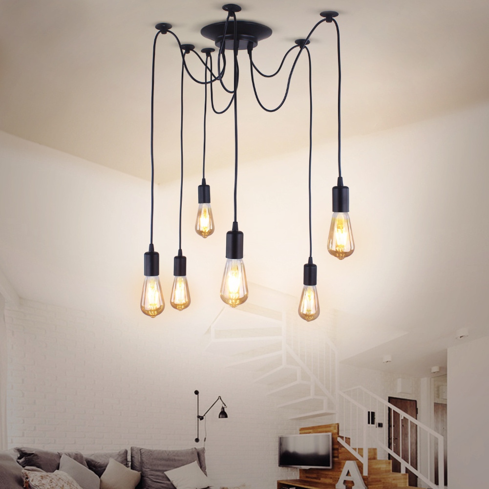 Industrial Light Pendant Chandelier 6/8/12 Arms Pendant Light Flush Mounted Ceiling Lamp For Living Room Bedrooms