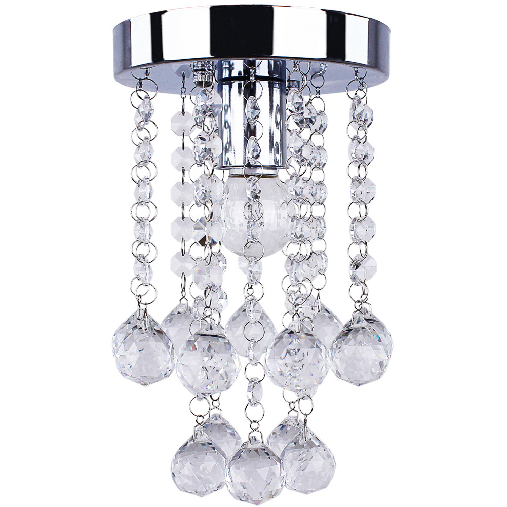 Small Crystal Chandelier for Closet Hallway Kitchen Foyer Entryway,Crystal Ceiling Light Fixture Flush Mount Chandelier