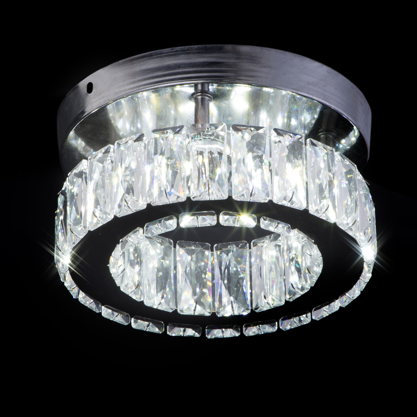 Crystal Small Chandelier Light  LED Crystal Flush Mount Ceiling Light for Dining Room Bedroom Living Room