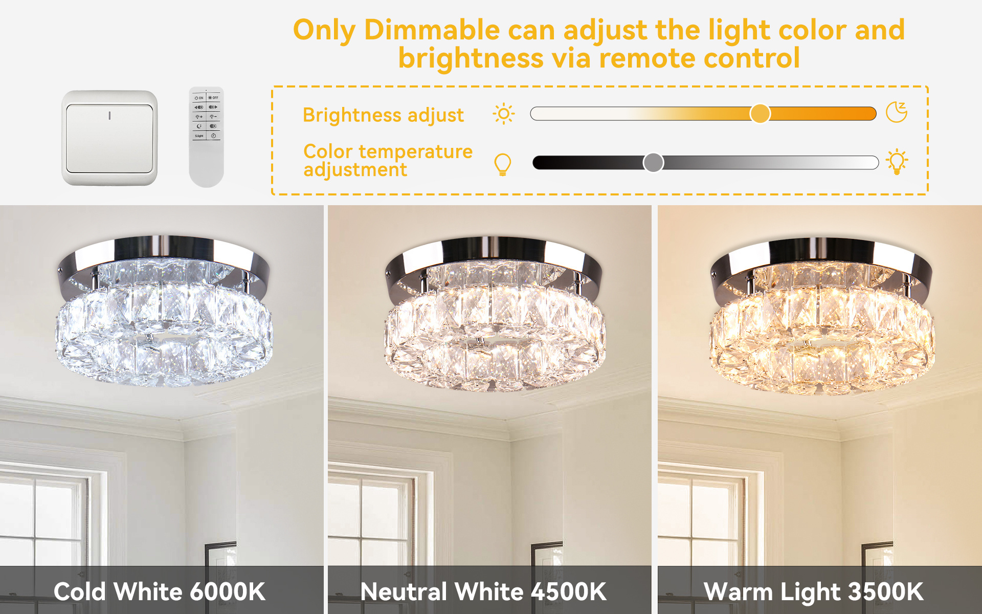 For Hallway Kitchen Foyer Small Room Small Chandelier Light LED Crystal Flush Mount Ceiling Light