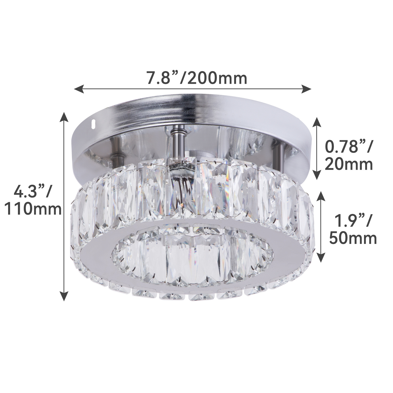 Crystal Small Chandelier Light  LED Crystal Flush Mount Ceiling Light for Dining Room Bedroom Living Room