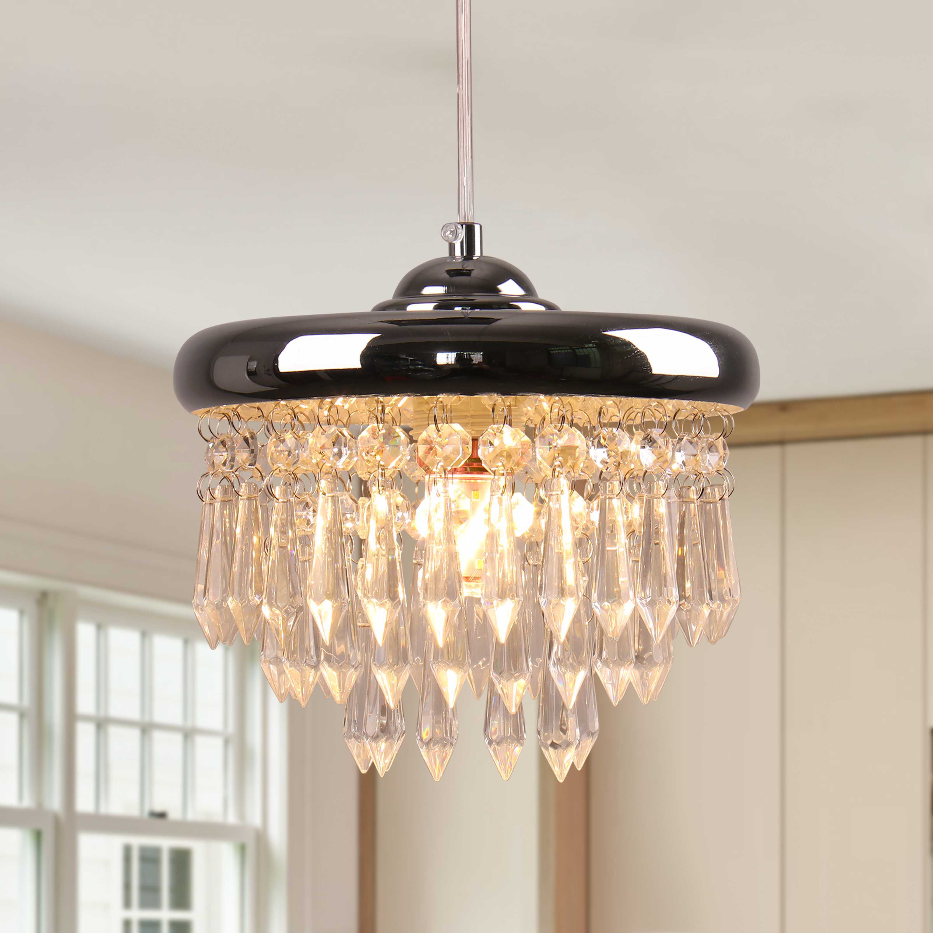 Small Crystal Chandelier for Closet Hallway Kitchen Foyer Entryway,Crystal Pendant Light Hanging Light