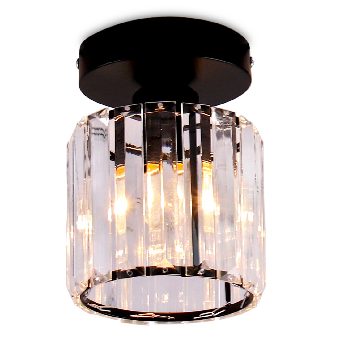 Small Crystal Chandelier Chrome/Black/Gold Crystal Flush Mount Ceiling Light Crystal Chandelier for Entrance Foyer