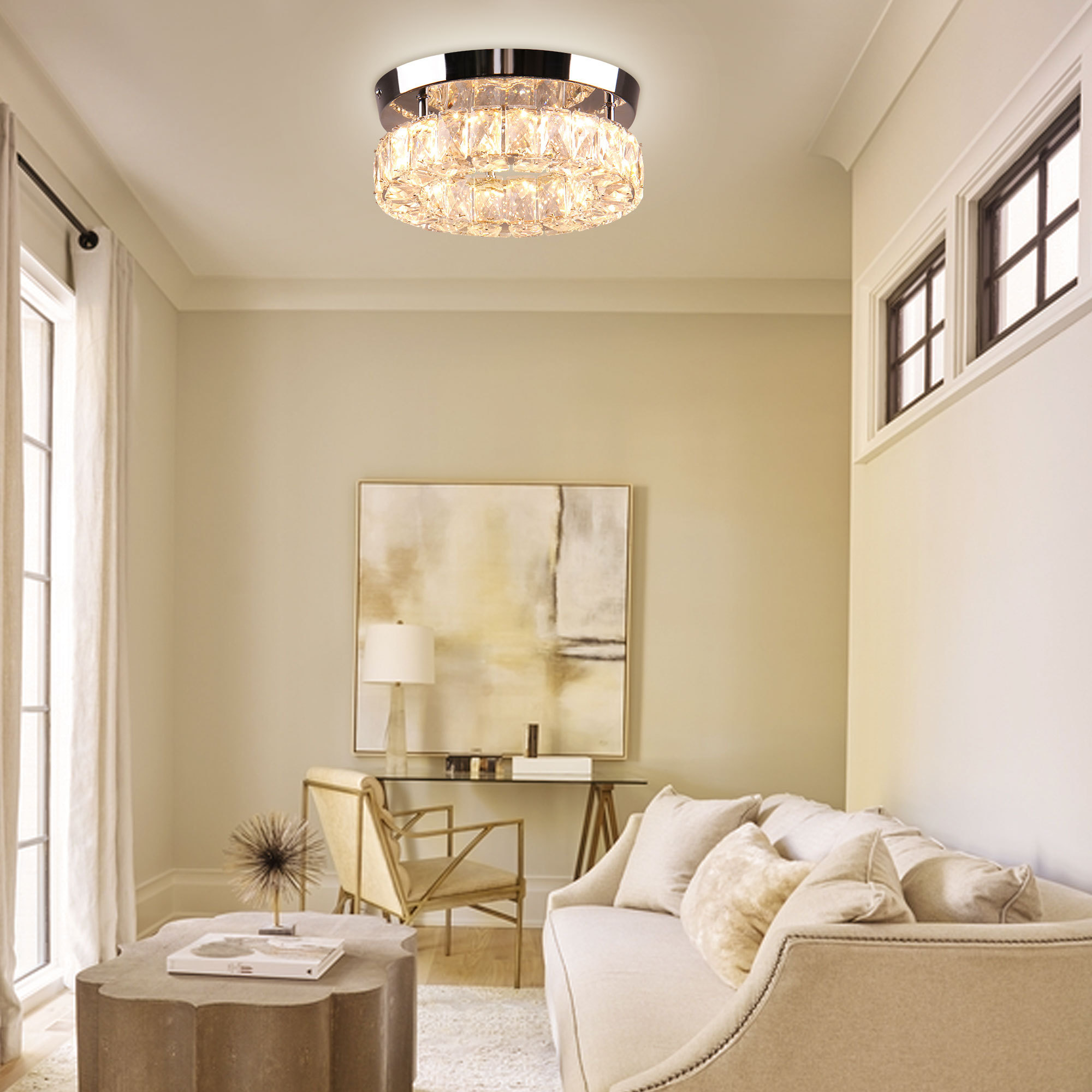 Warm White Crystal Chandelier 9.8