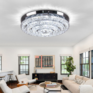 17.7" Crystal Chandelier Modern Flush Mount Ceiling Light Fixture Large LED Chandeliers for Entryway Bedroom Living Room Kitchen